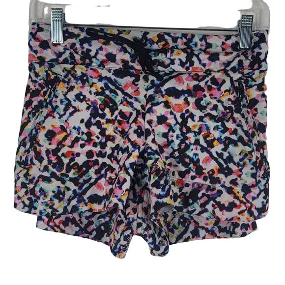Athleta Water Color Splash Athletic Hiking Running Women's Shorts SZ 0 - Picture 1 of 8